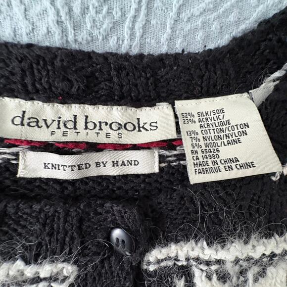 David Brooks Petite Hand Knit Wool Blend Fair Isle Cardigan Sweater M Scandigirl - Picture 4 of 4